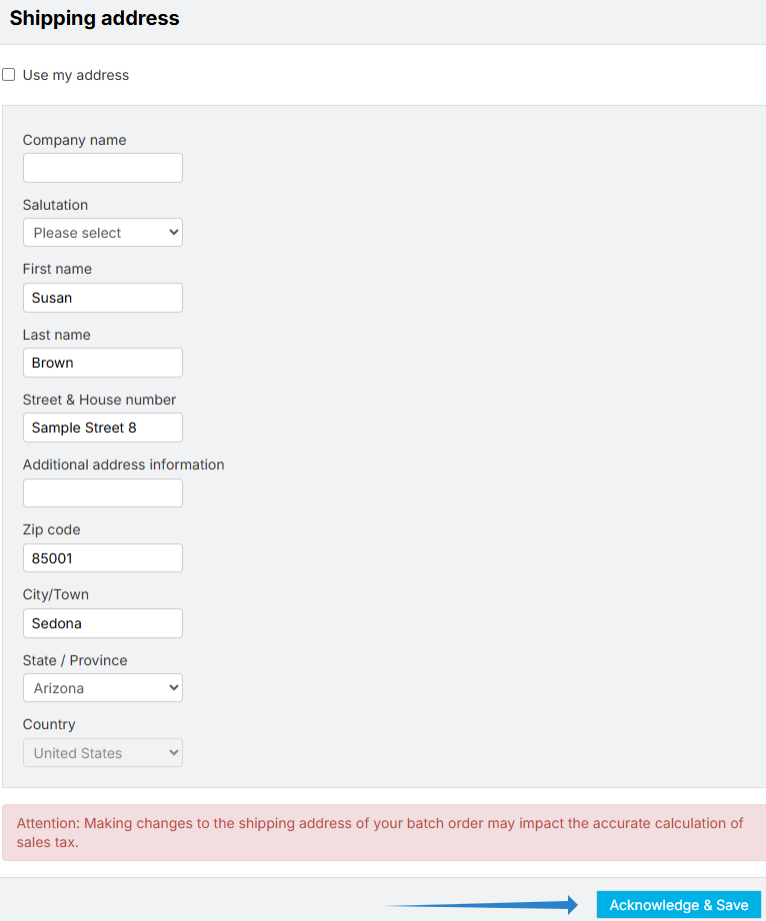Save address changes