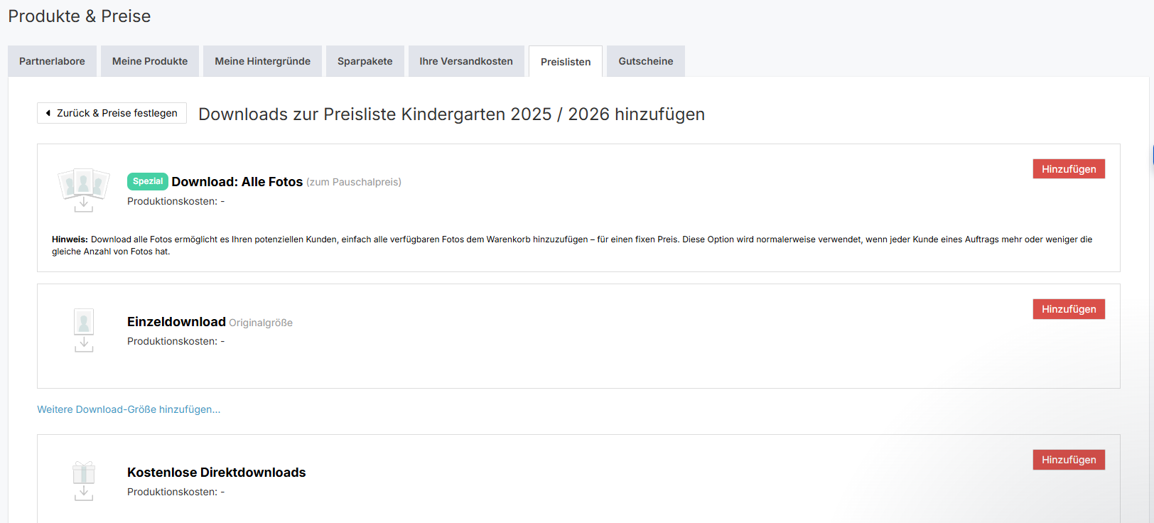 Downloadprodukt Auswahl