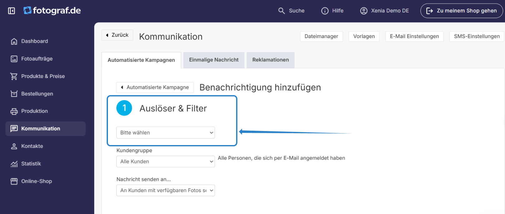 Auslöser wählen