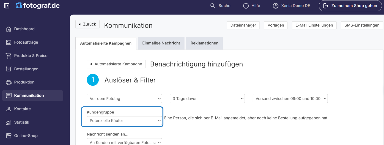 Kund:innengruppe wählen