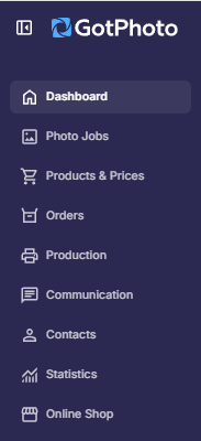 New left-side navigation menu in GotPhoto