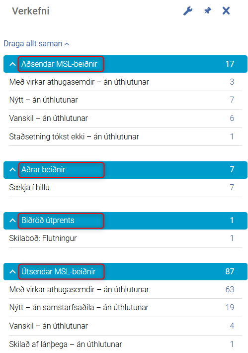 Verkefni á verkefnalistanum