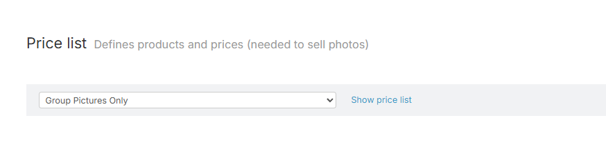 Job settings interface with group photo product availability options.