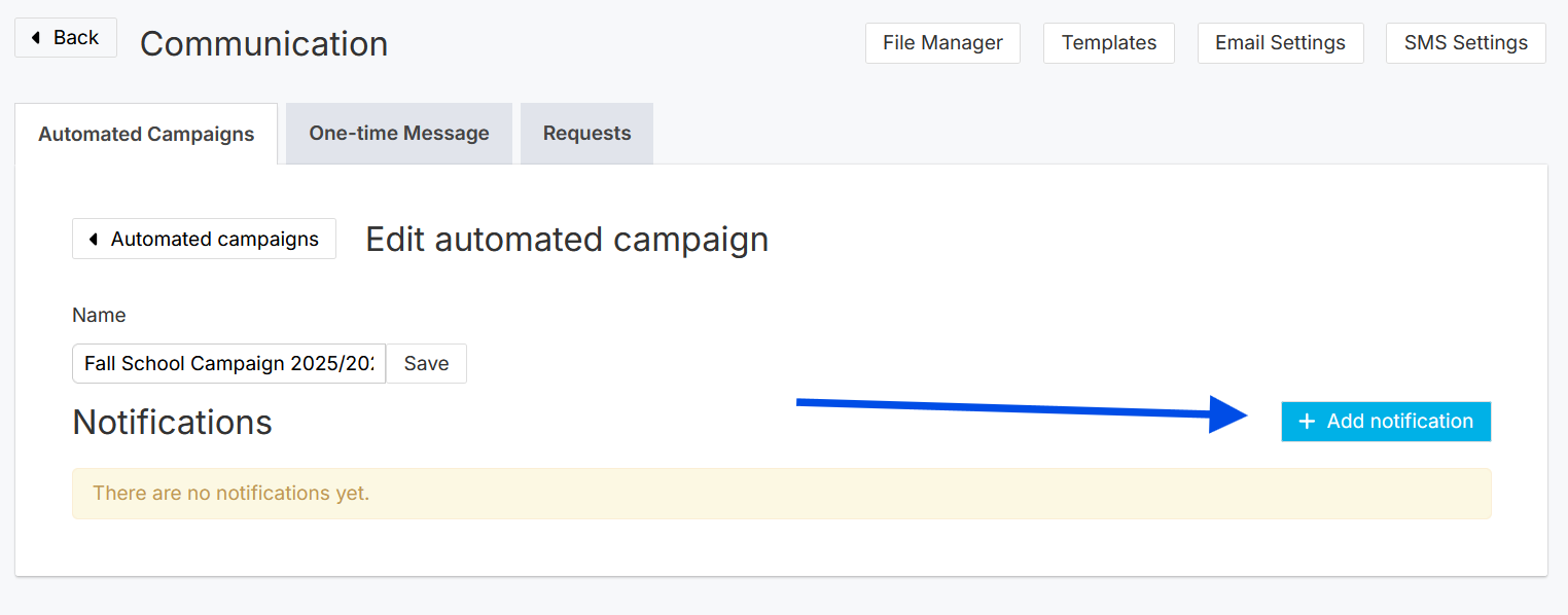 Add notifications to campaign