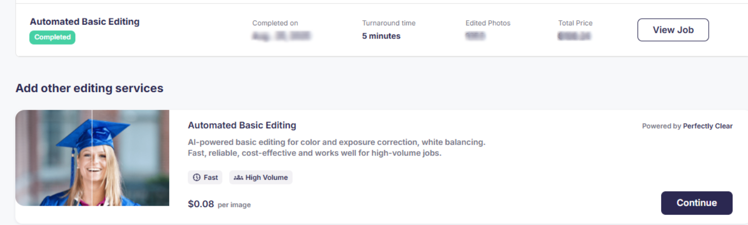 Final view of edited photos in the platform