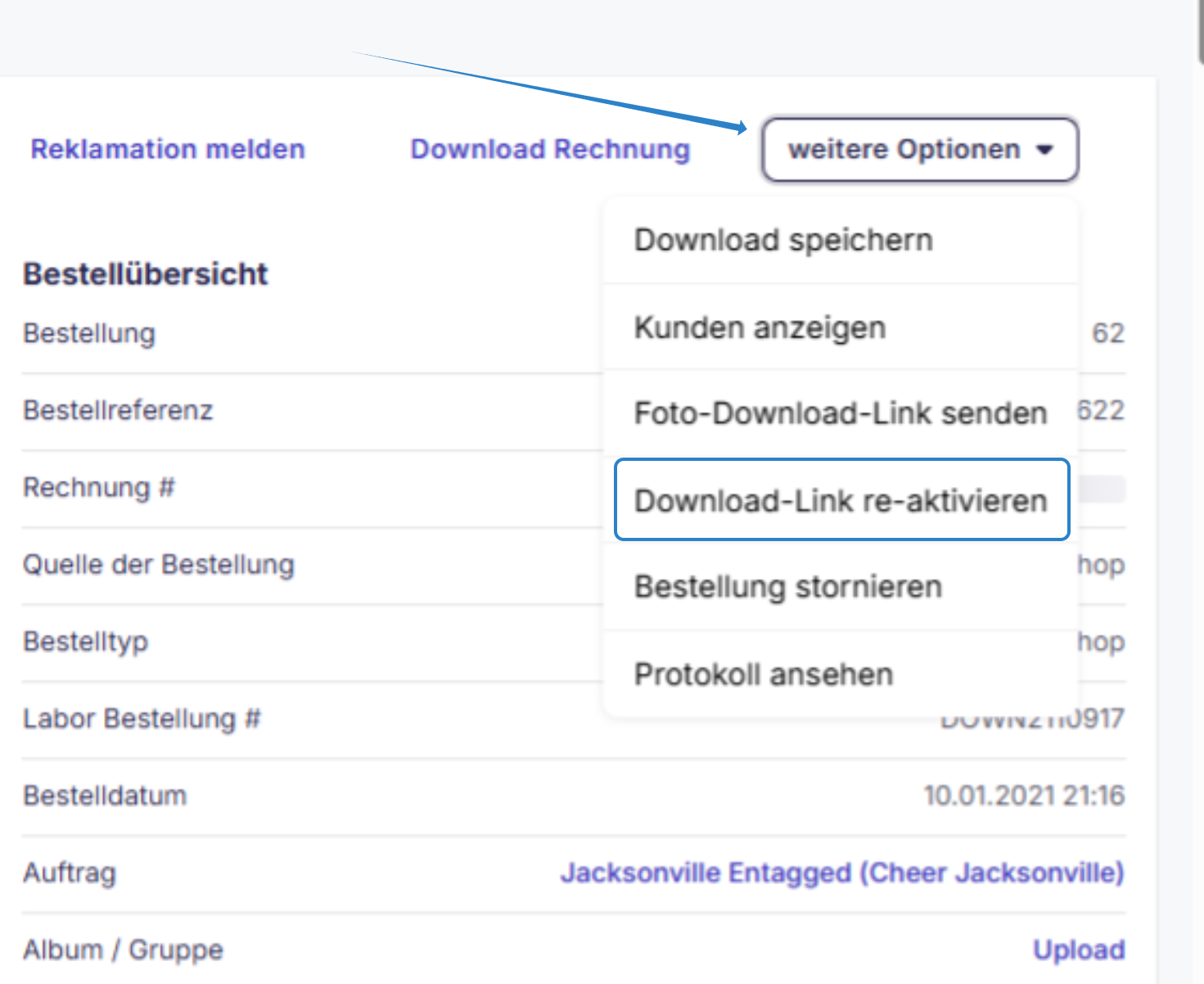 Button Download-Link reaktivieren