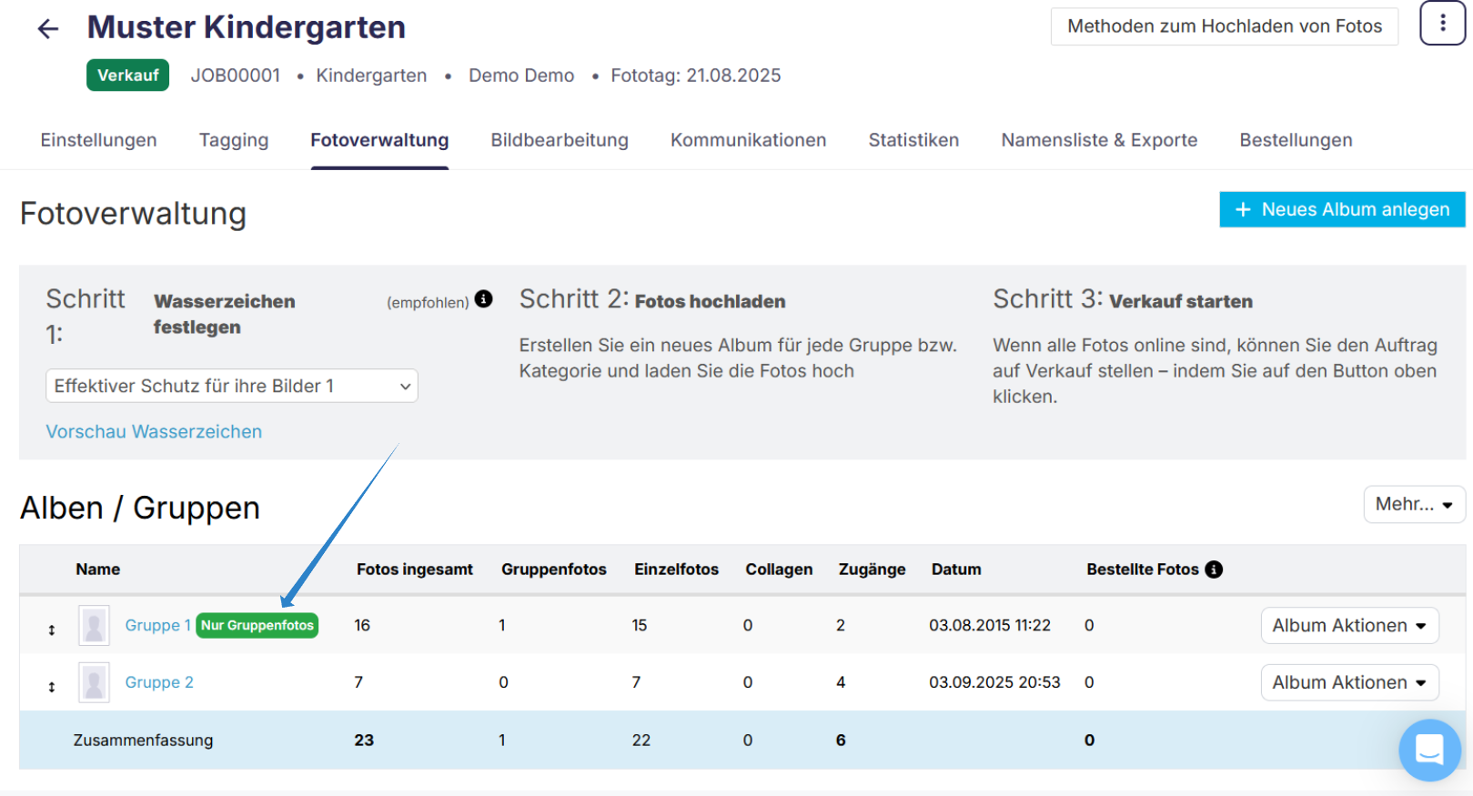 Preisliste pro Album zuweisen