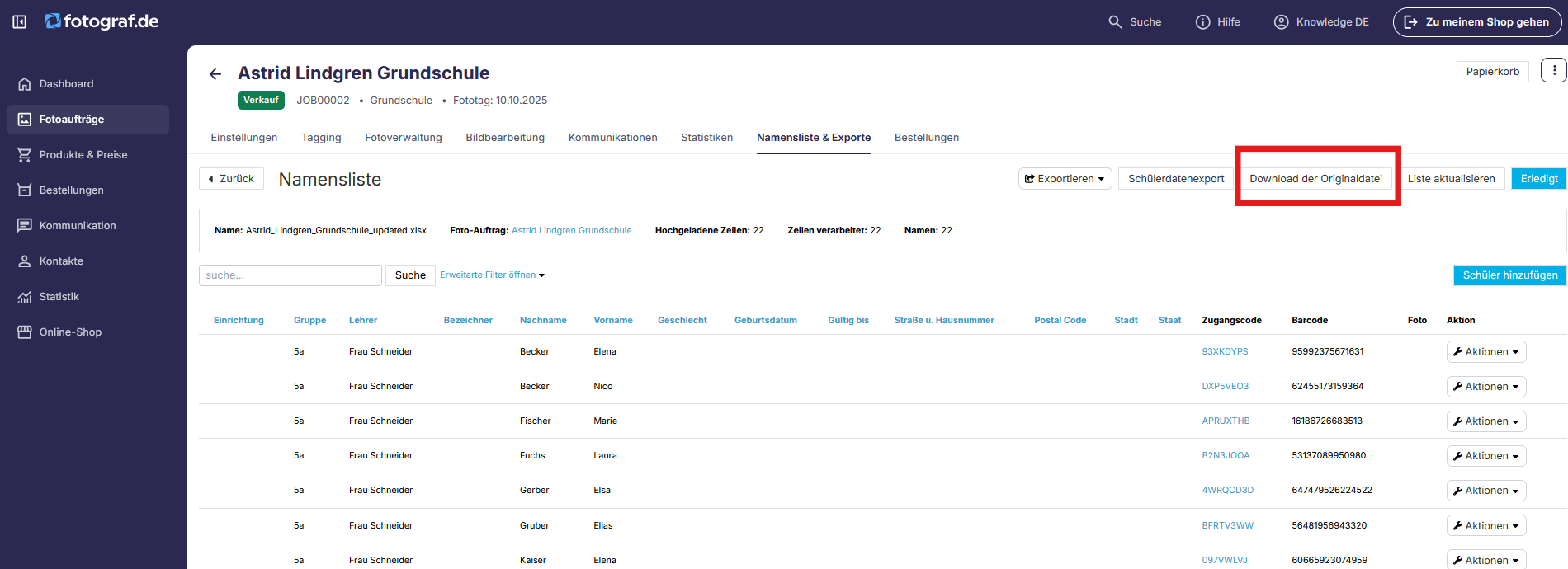 Download-Schaltfläche für Originaldatei