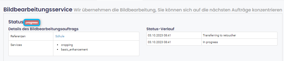 Bildbearbeitungs-Statusanzeige