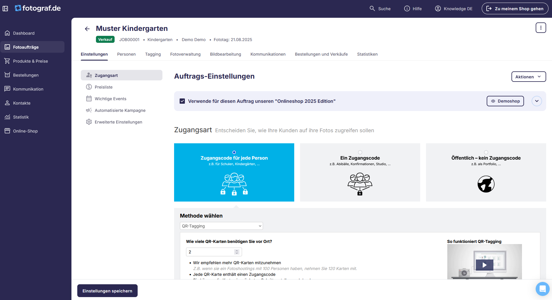 Neue Ansicht der Foto-Auftragsseite mit aktualisiertem Design