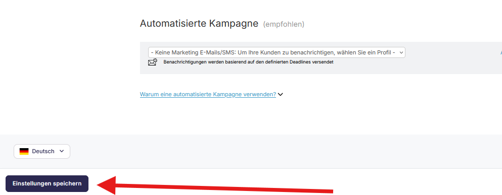 Einstellungen speichern Knopf