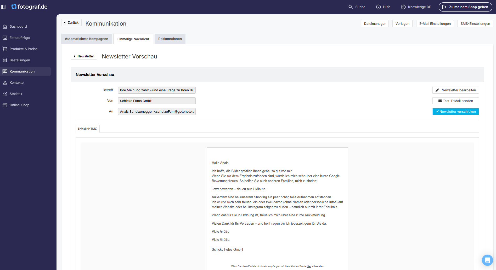 Testmail senden
