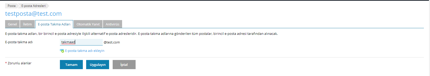 eposta takma ad
