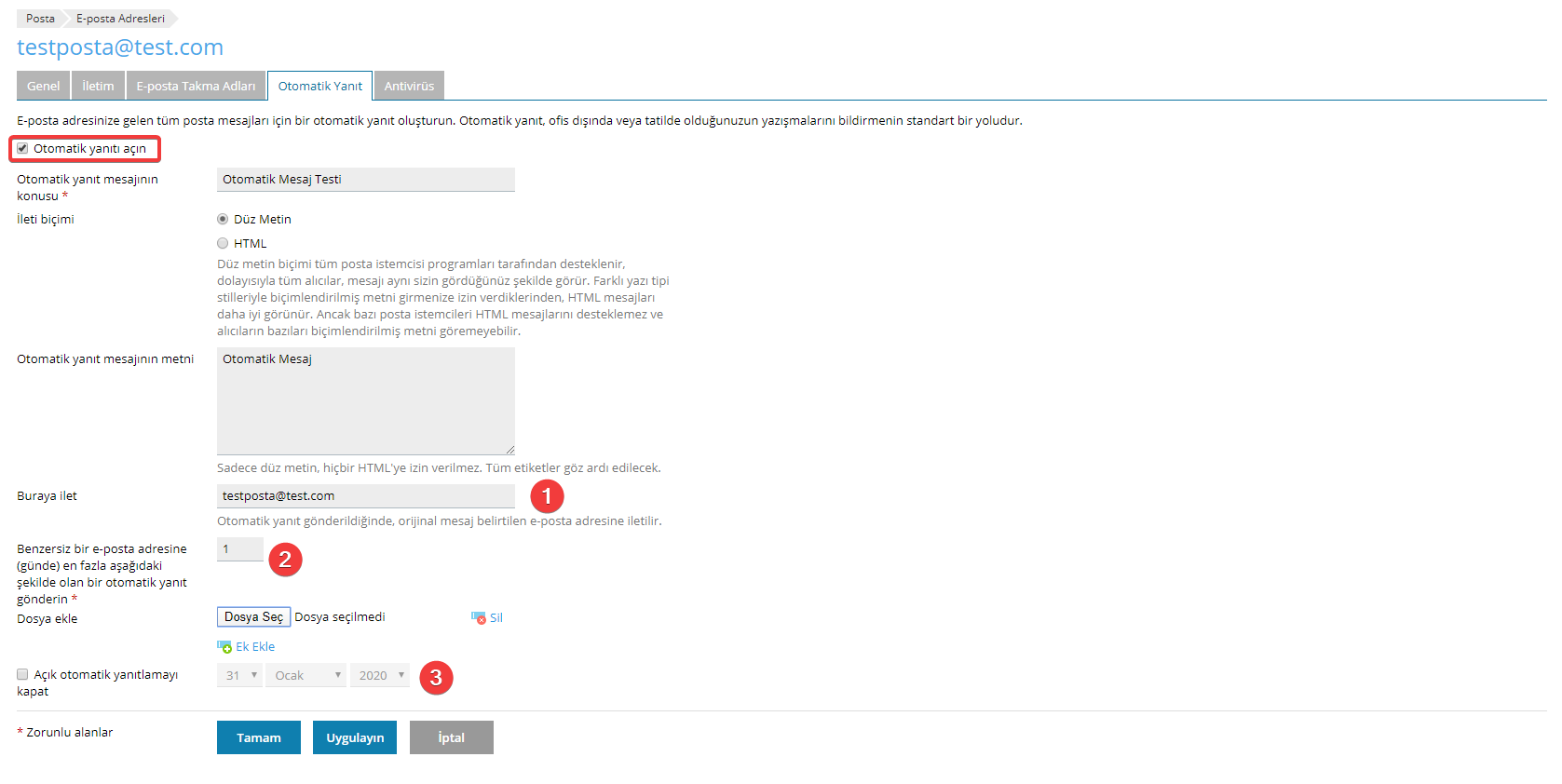 plesk panel otomatik yanıt