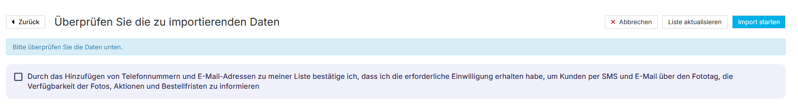 Hinweis zur datenschutzkonformen Verwendung importierter E-Mail-Adressen