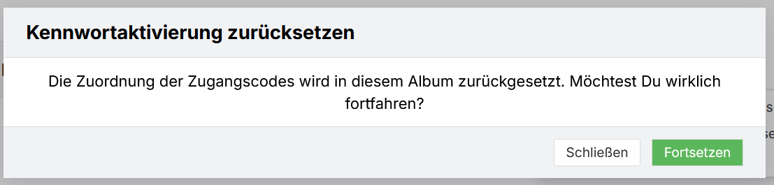Bestätigung zurücksetzen