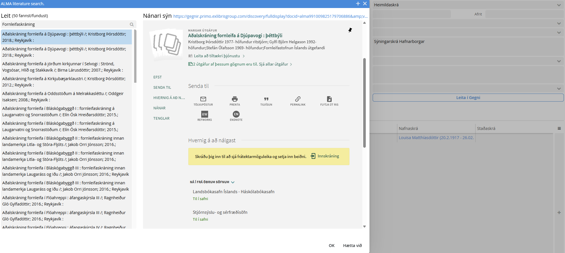 Skrá nýja heimild – dæmi
