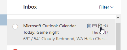 A screenshot of the flag option in the message list