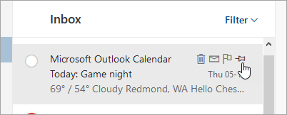 A screenshot of the pin option