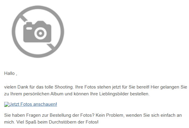 Vorschaubild einer E-Mail mit durchgestrichener Kamera