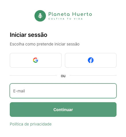 Login page