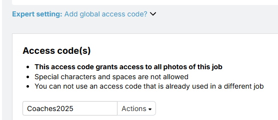 Set up global access code