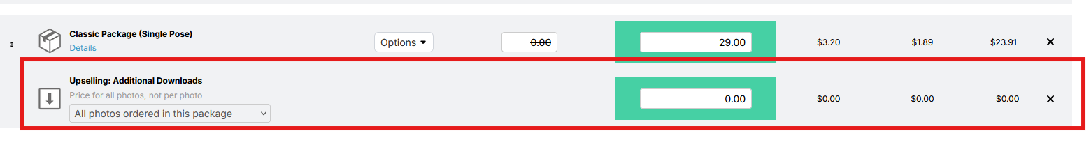 Upselling Downloads with price set to zero.