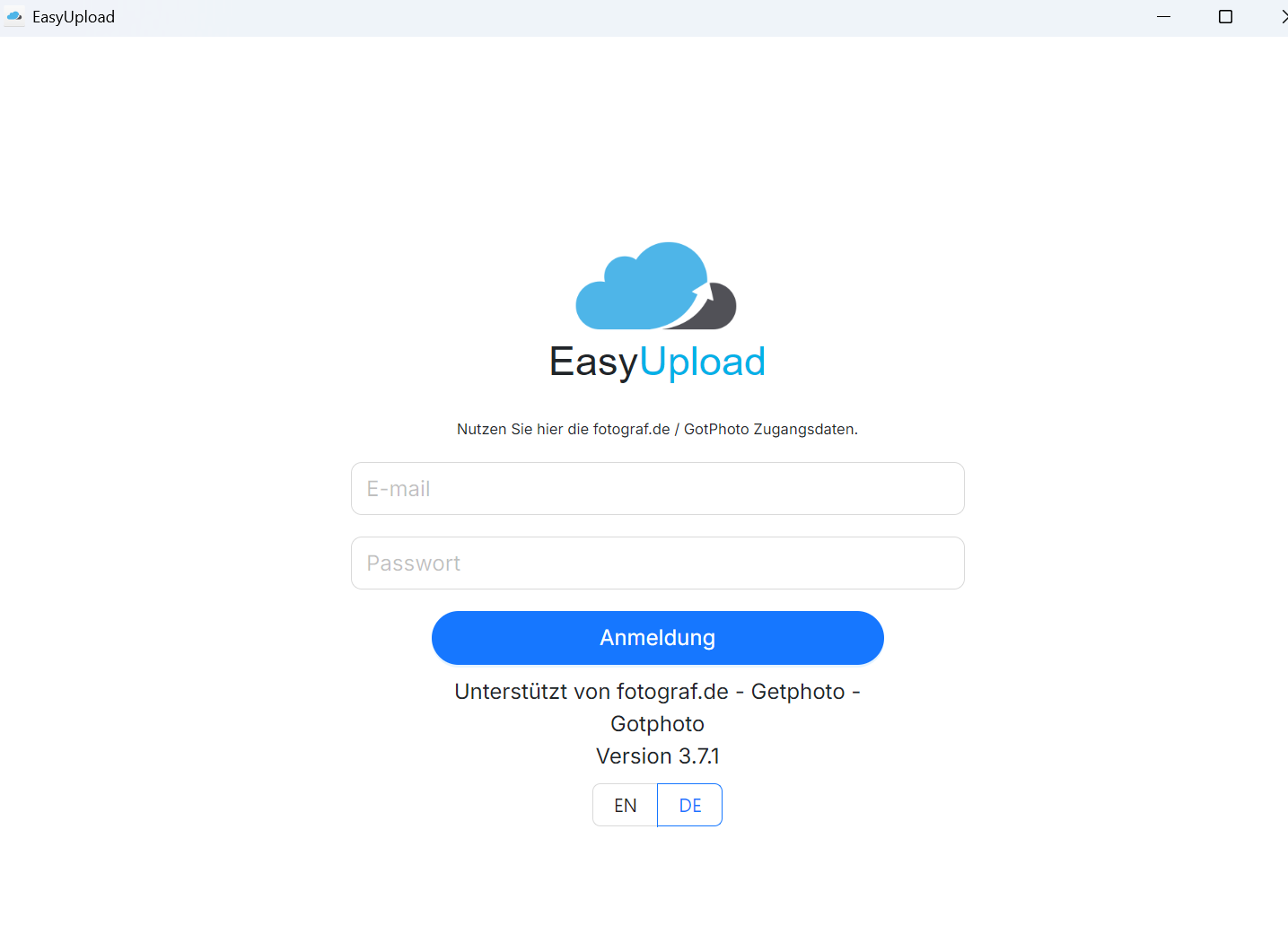 Login-Bereich von EasyUpload
