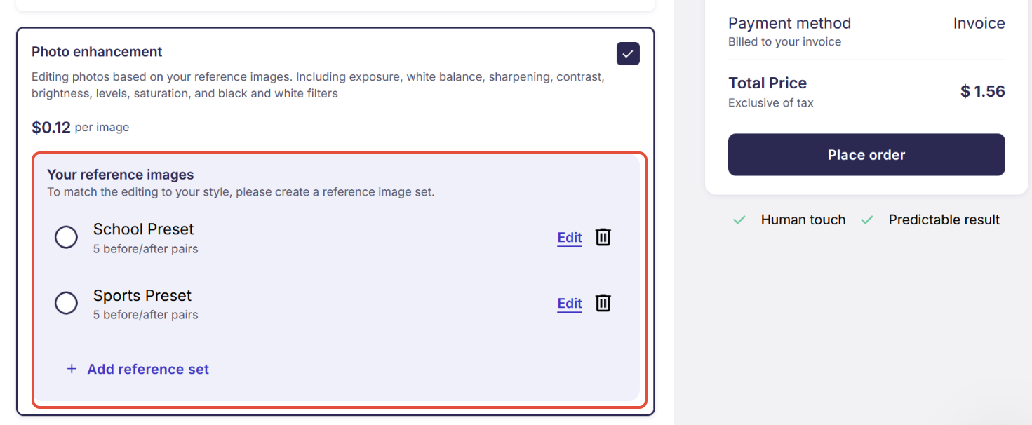 Select reference preset