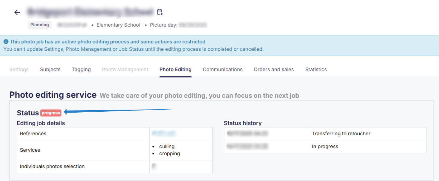 Editing job in progress