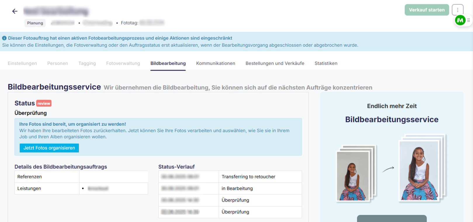 Foto-Vorschau: bearbeitete Bilder