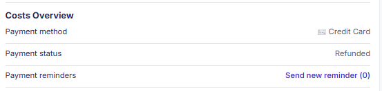 Order status showing partially refunded