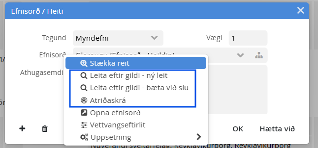 Leita eftir gildi – dæmi 2