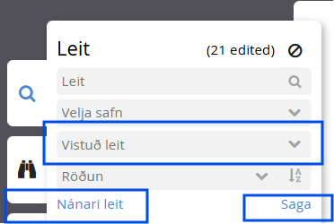 Vistaðar leitir og leitarsaga