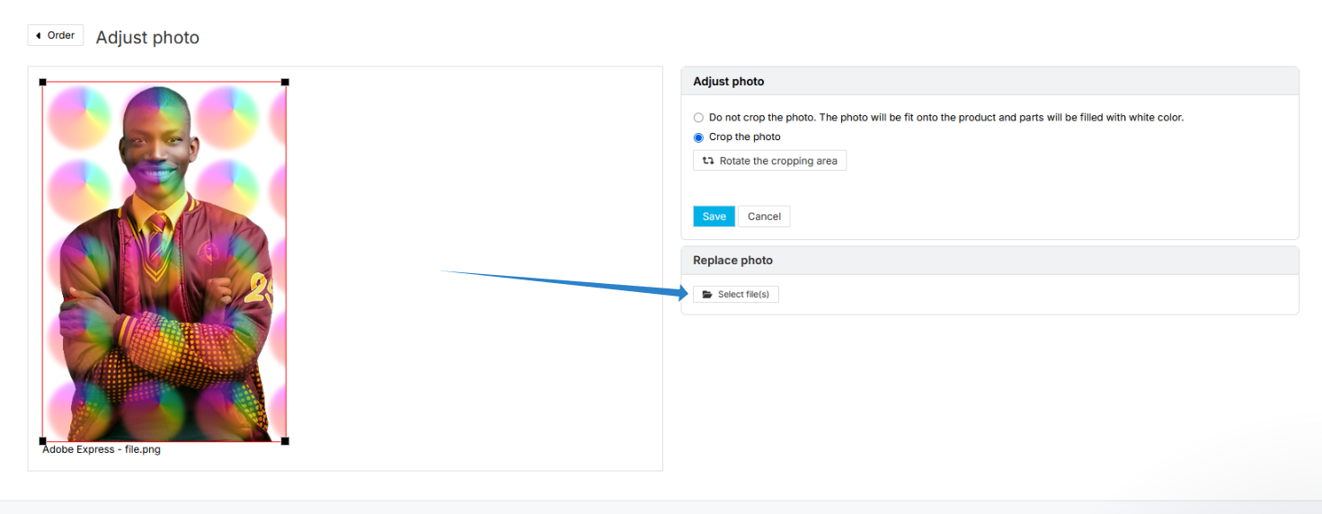 Select file interface to upload new flattened image
