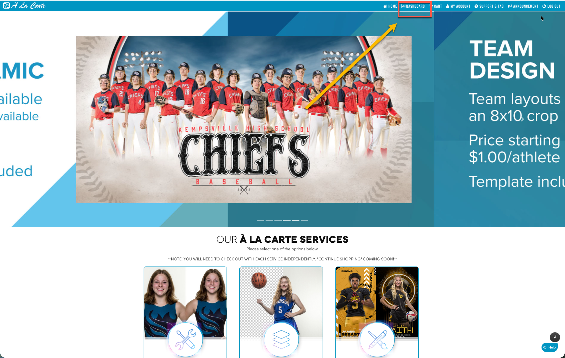 Next Gen's À La Carte Page- How to access the Dashboard