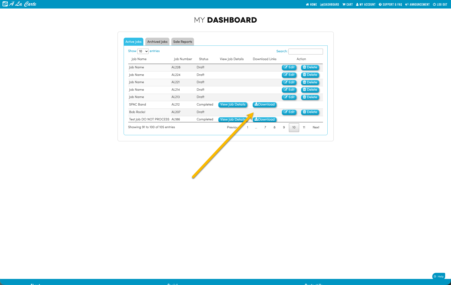 À La Carte's Dashboard- How to access finished proofs with download button