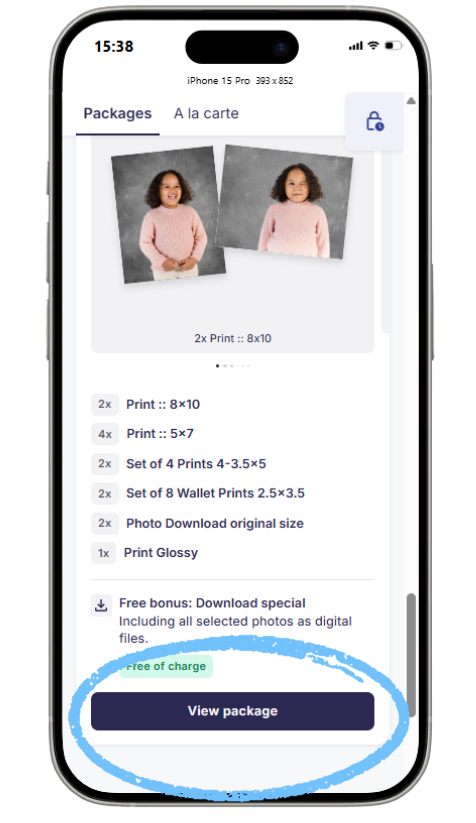 Package view with View package button
