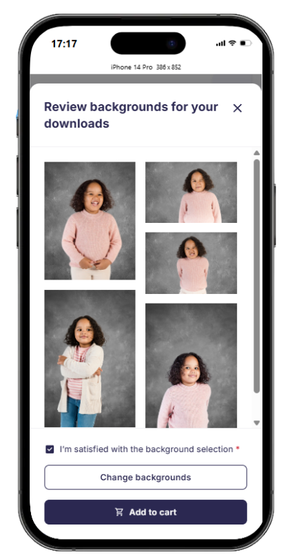 Background confirmation before adding to cart