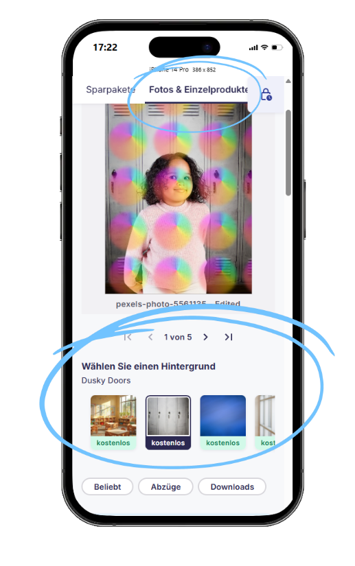 Hintergrundauswahl für Einzelprodukte