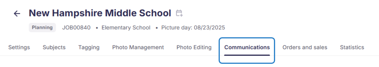 Campaign performance section in the Communications tab