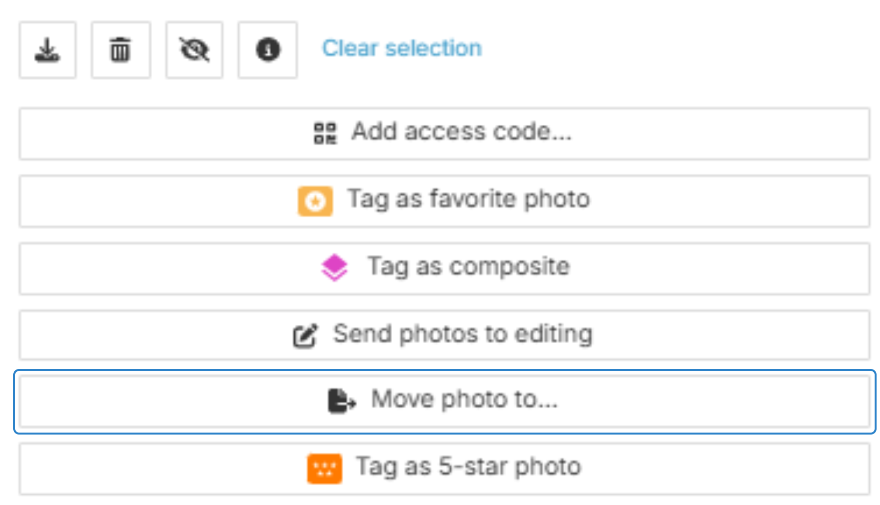 Screenshot showing how to move the photos.