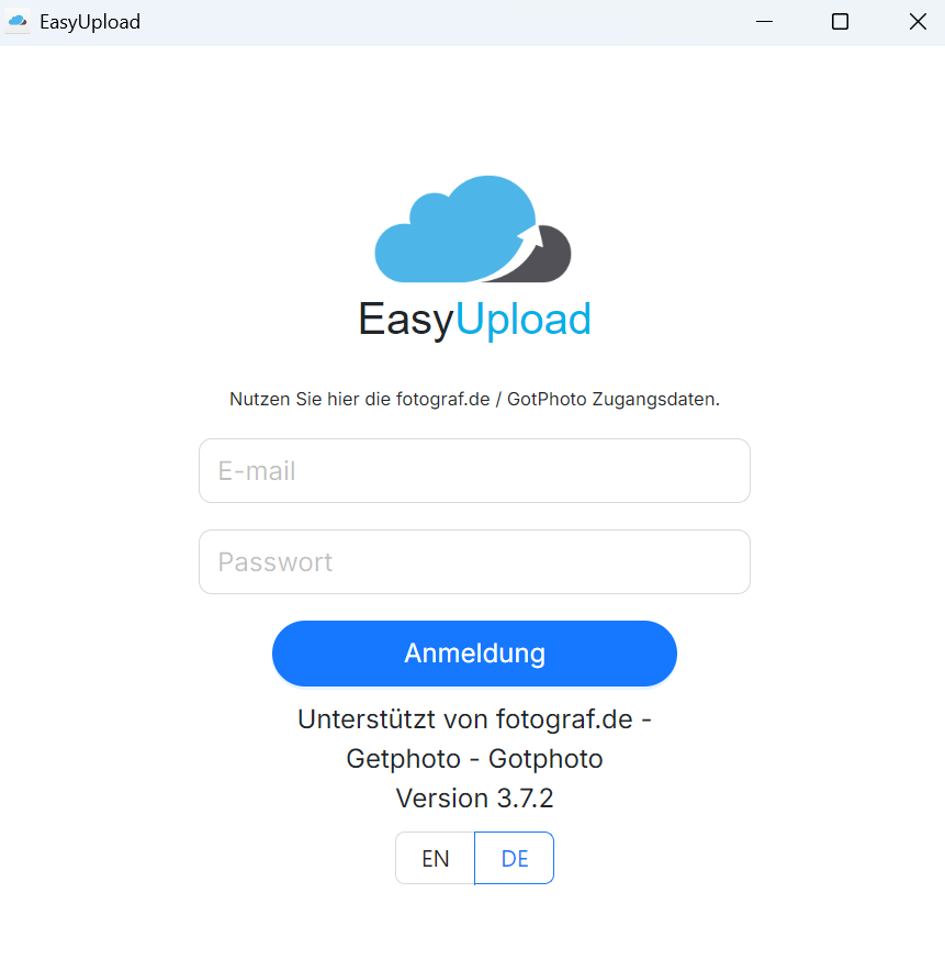 Login-Bereich von EasyUpload