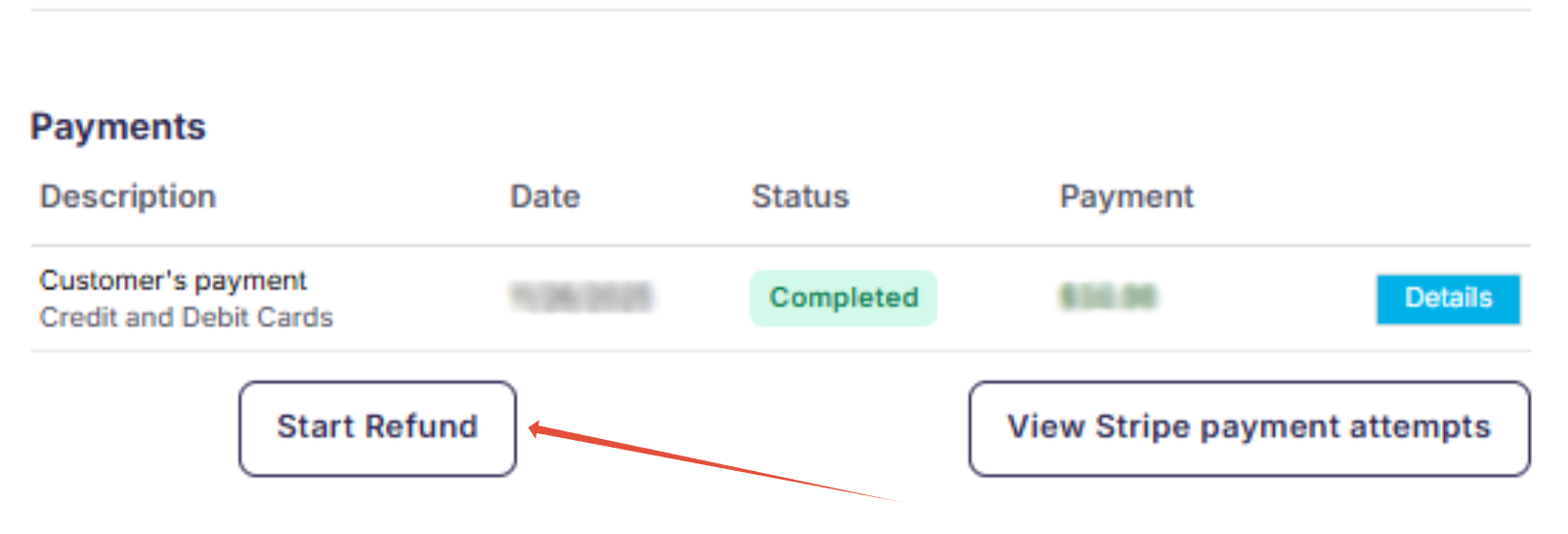 Refund warning and dispute message example