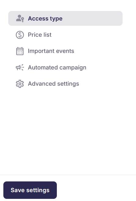 Quick links to the job settings sections