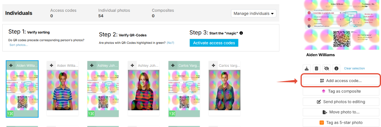 Manual access code entry