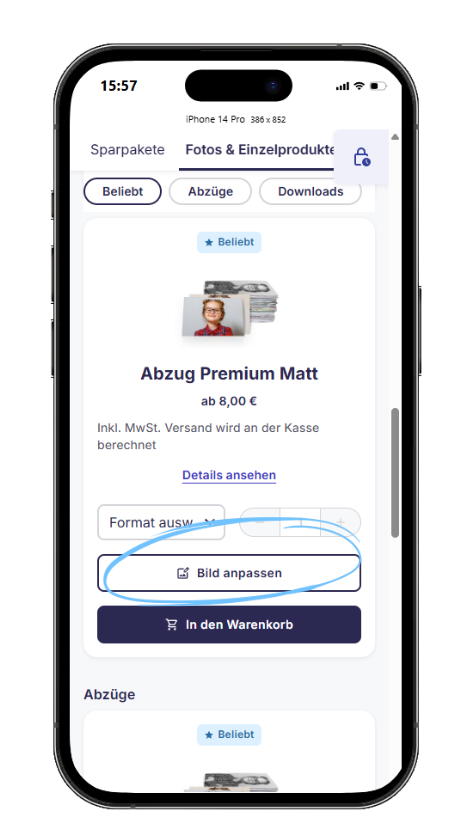 Bearbeitungsfunktion eines Einzelprodukts