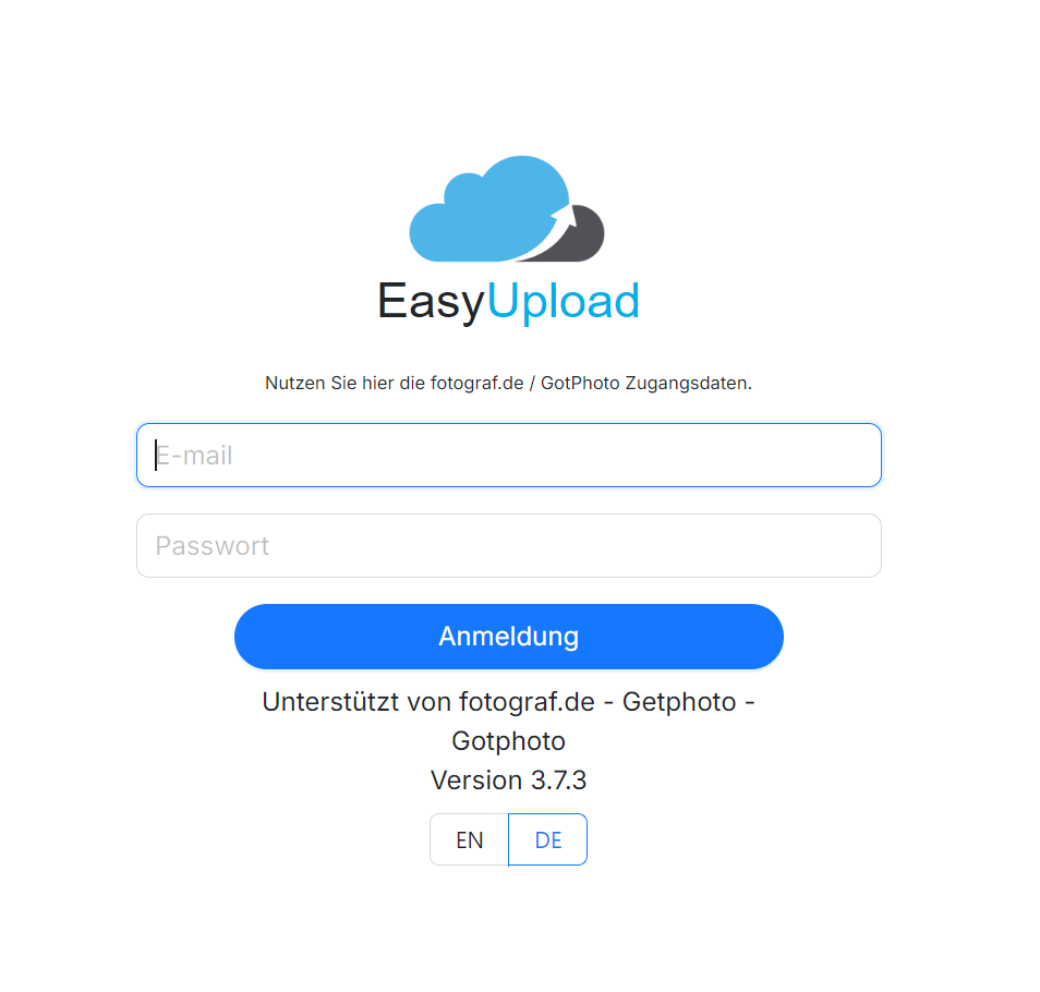 Login-Bereich von EasyUpload