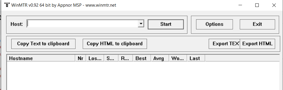 WinMTR window
