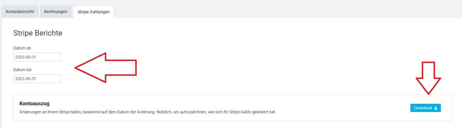 Downloadfunktion für Stripe- Kontoauszüge